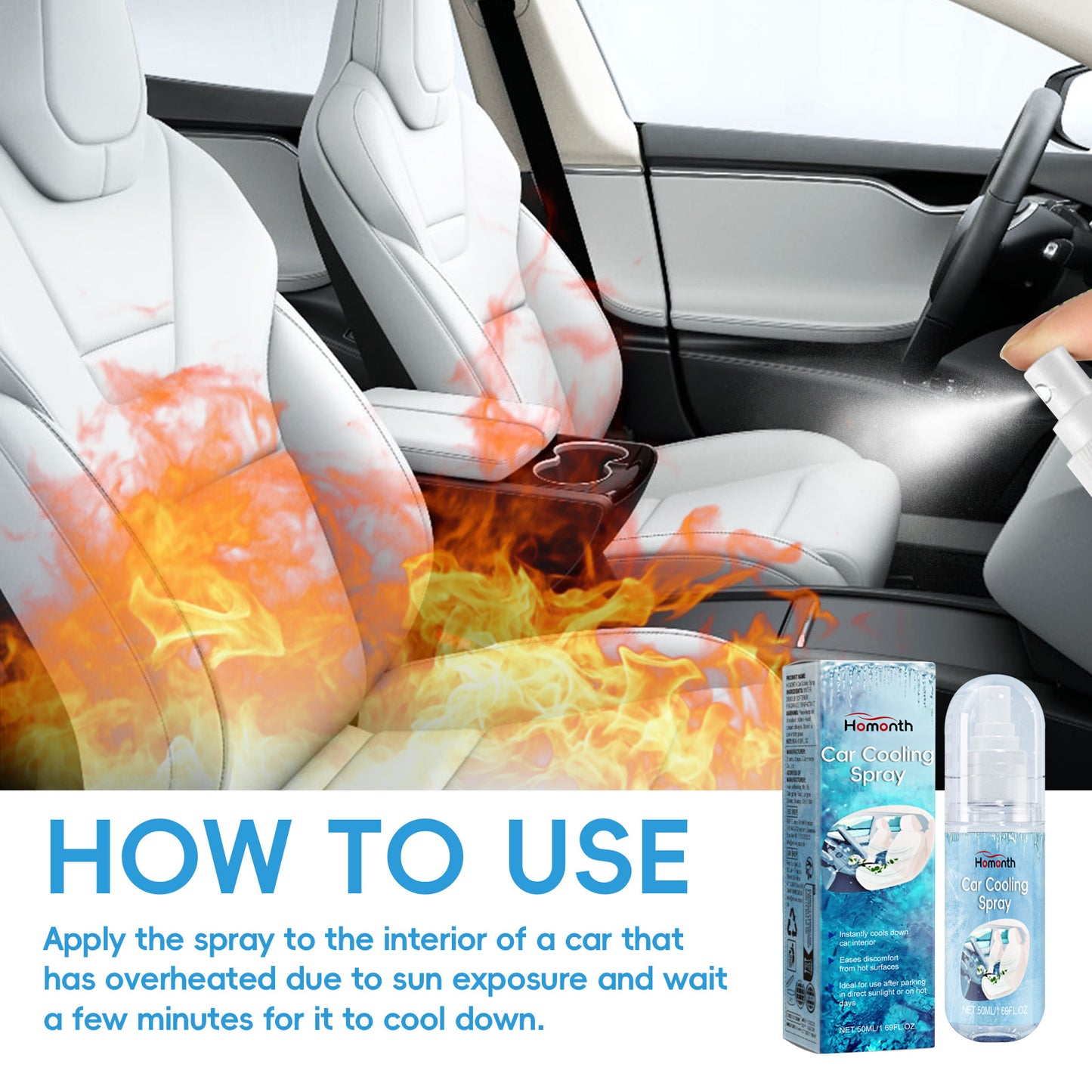 Car Cooling Spray, Summer Car Cooling Agent Cooling Inside The Cool And Comfortable Driving