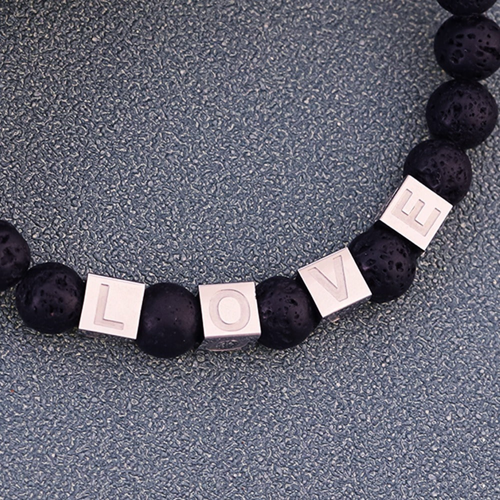 Natural Stone Love Volcanic Stone Bead