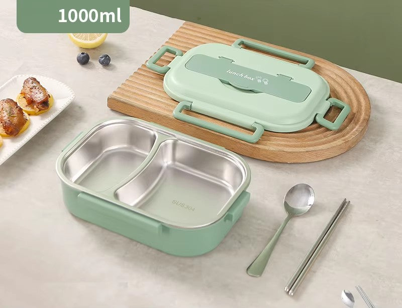 Microwaveable Stainless Steel Compartment Insulation Lunch Box with Cutlery