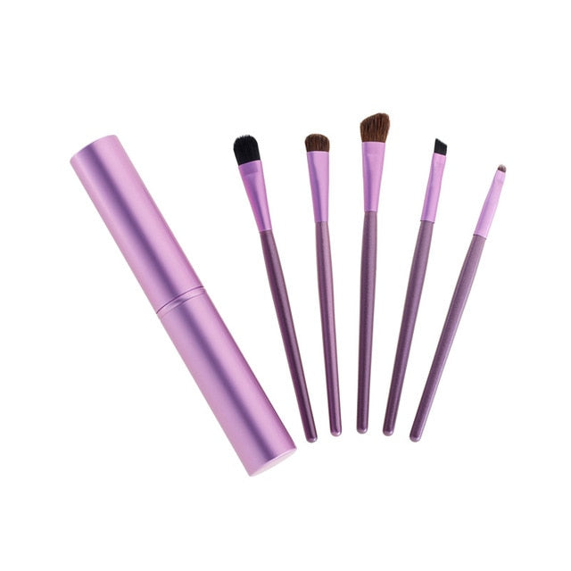 5pcs Set Mini Eyeshadow and Lip Make-up Brushes On-the-Go Make up Accessories