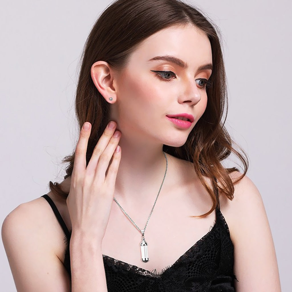 Clear Glass Tube Wishing Bottle Lucky Pendant Necklace