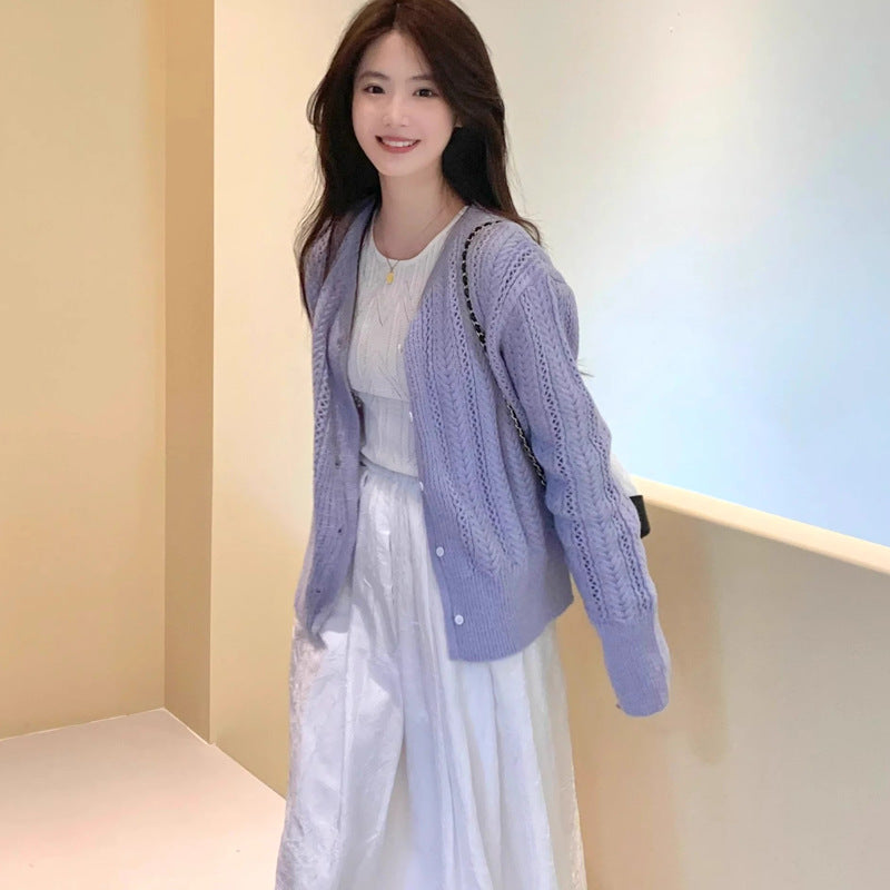 Knit Cardigan Thin Outerwear Sweater