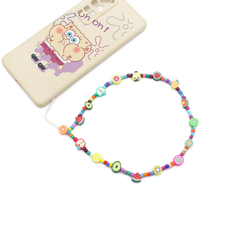 Mobile Phone Chain Color Mix And Match Fruit Smiley Beaded Letters