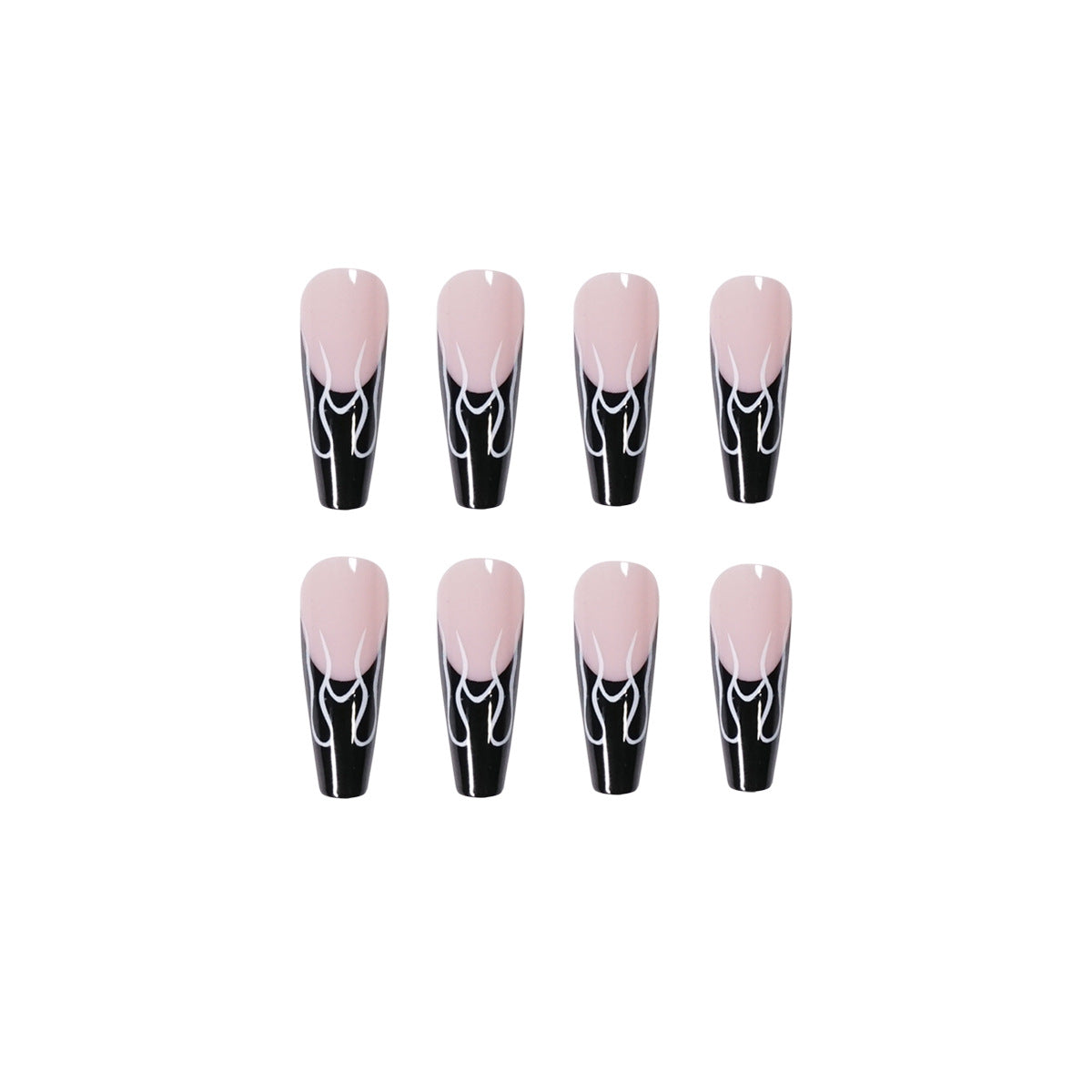 Black French Flame Wear False Nail Patch
