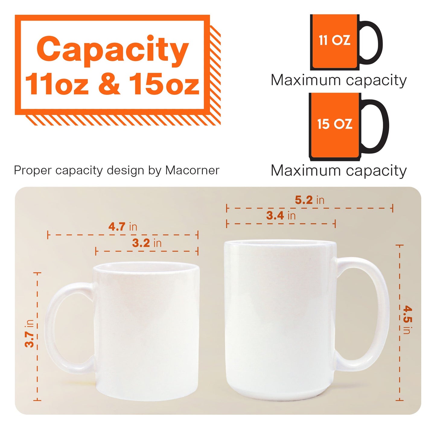 White ceramic mug with capacity options (11oz & 15oz) for personalized graduation gift