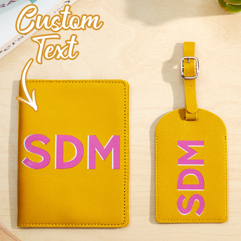Personalized Shadow Monogram Passport Holder And Luggage Tag Set