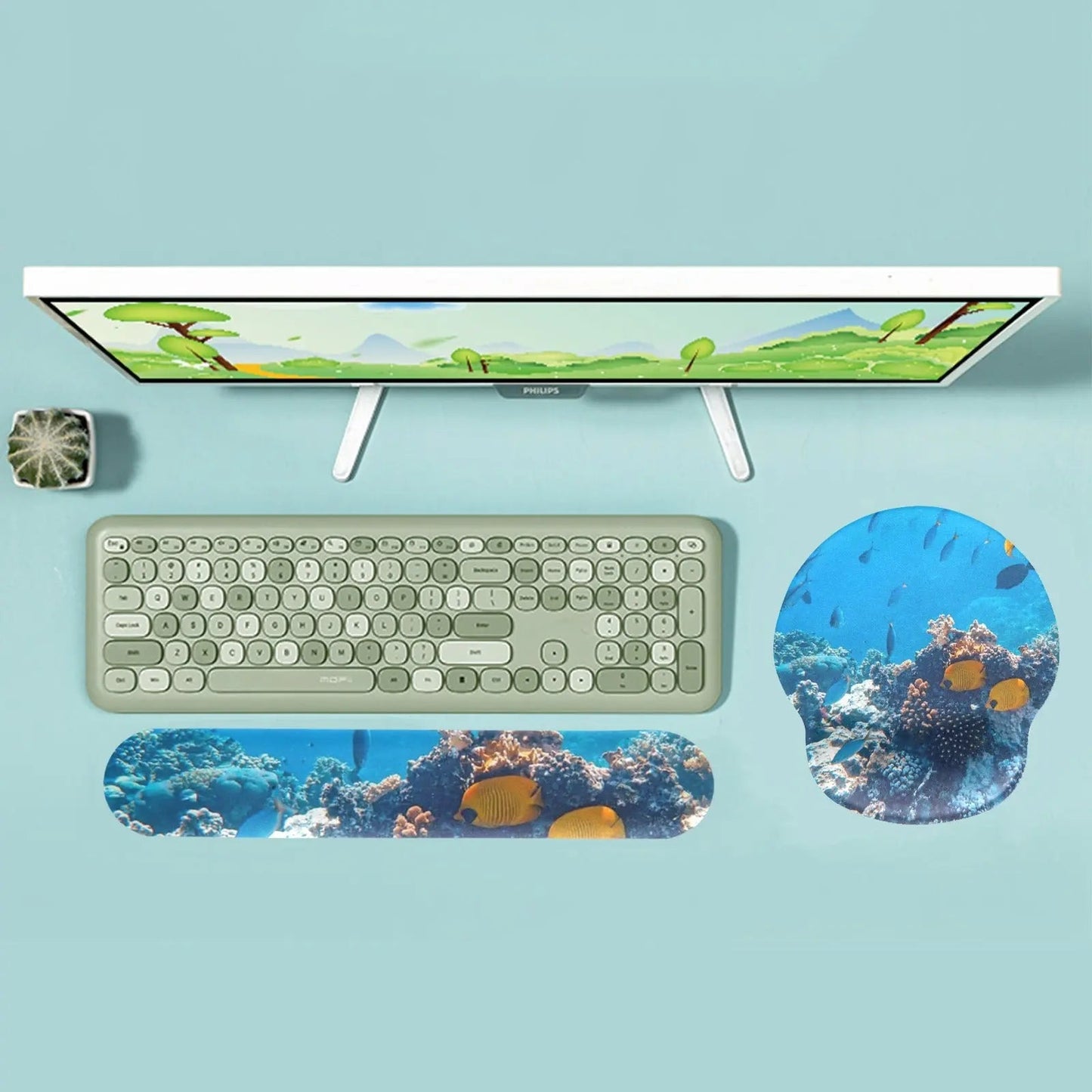 Mouse Pad and Hand Rest Set with Natural Scenery Design - Piryoung Shop