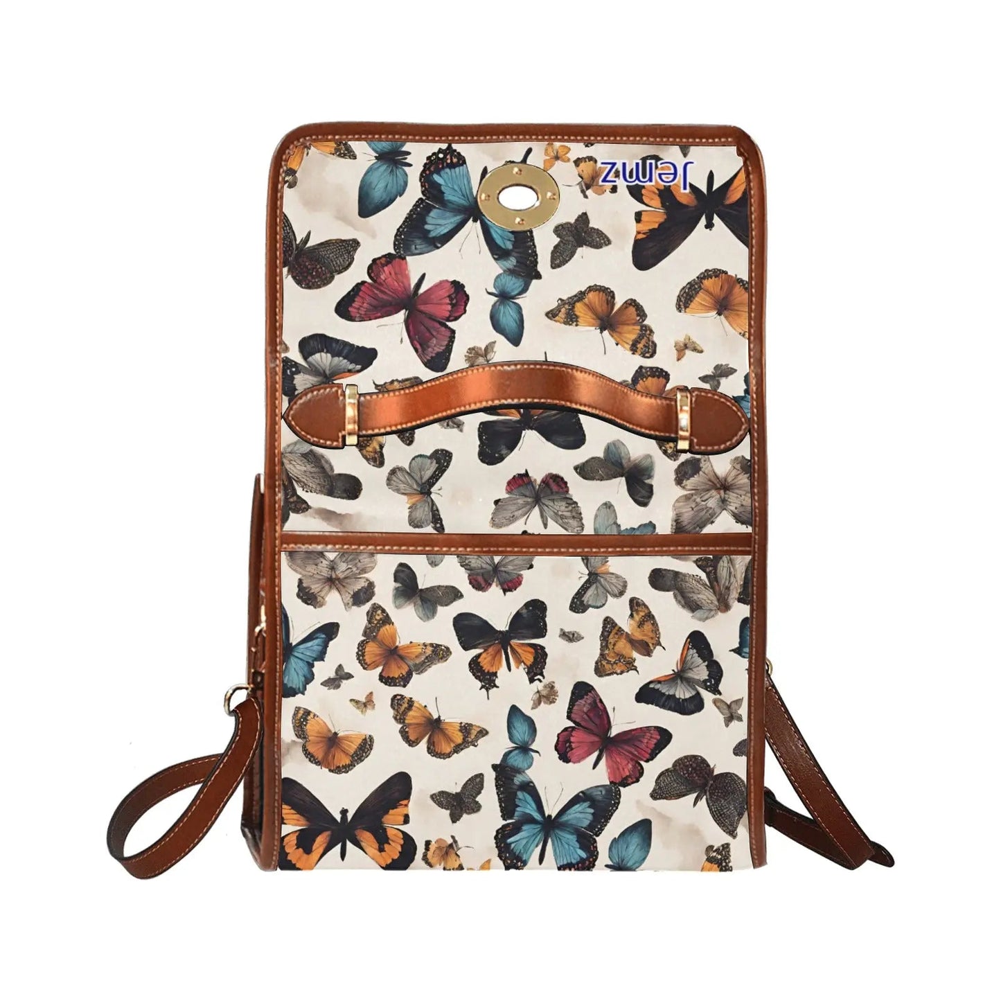 Personalized Waterproof Canvas Shoulder Strap Bag Butterfly Design - Piryoung Shop
