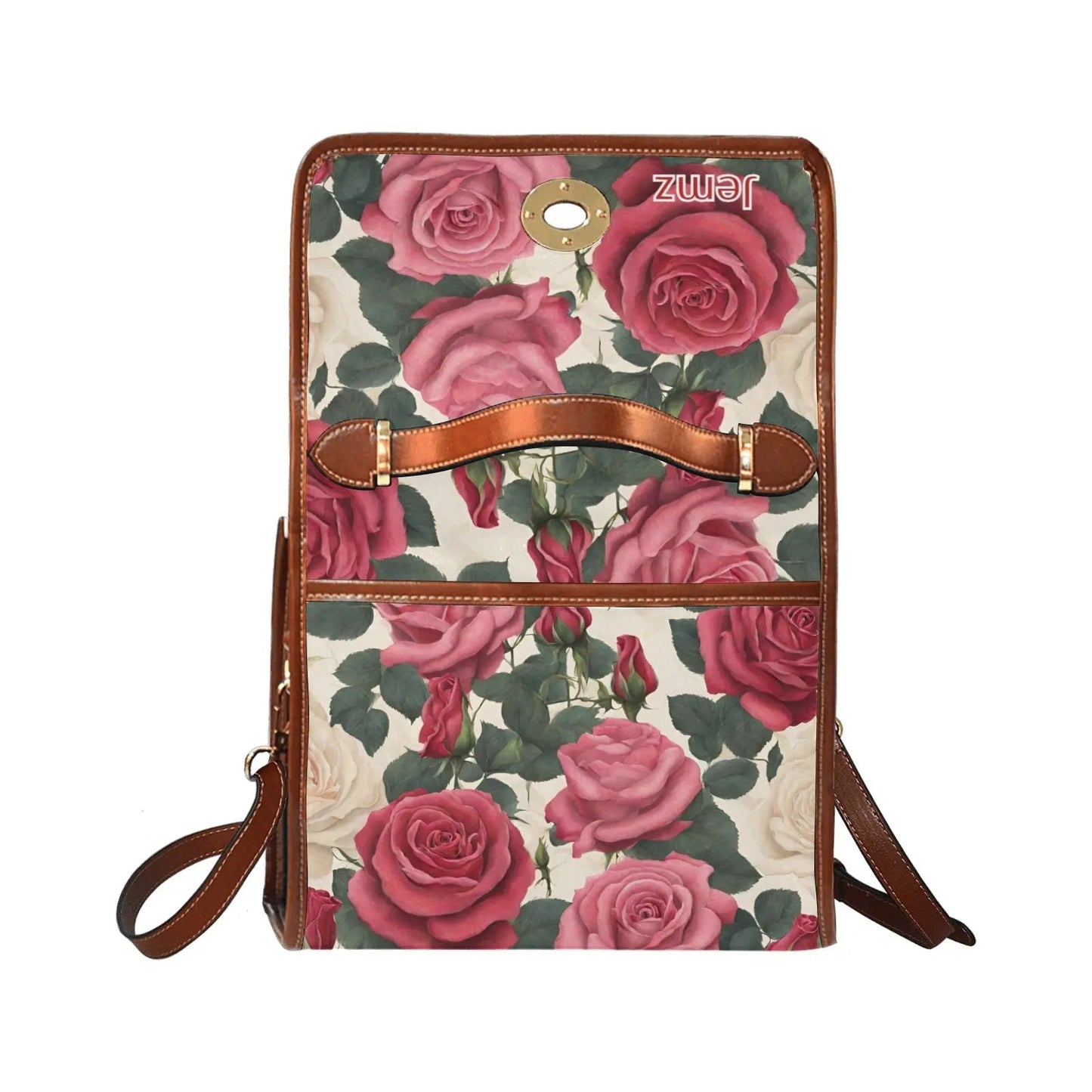 Personalized Waterproof Canvas Shoulder Strap Bag Roses Design - Piryoung Shop