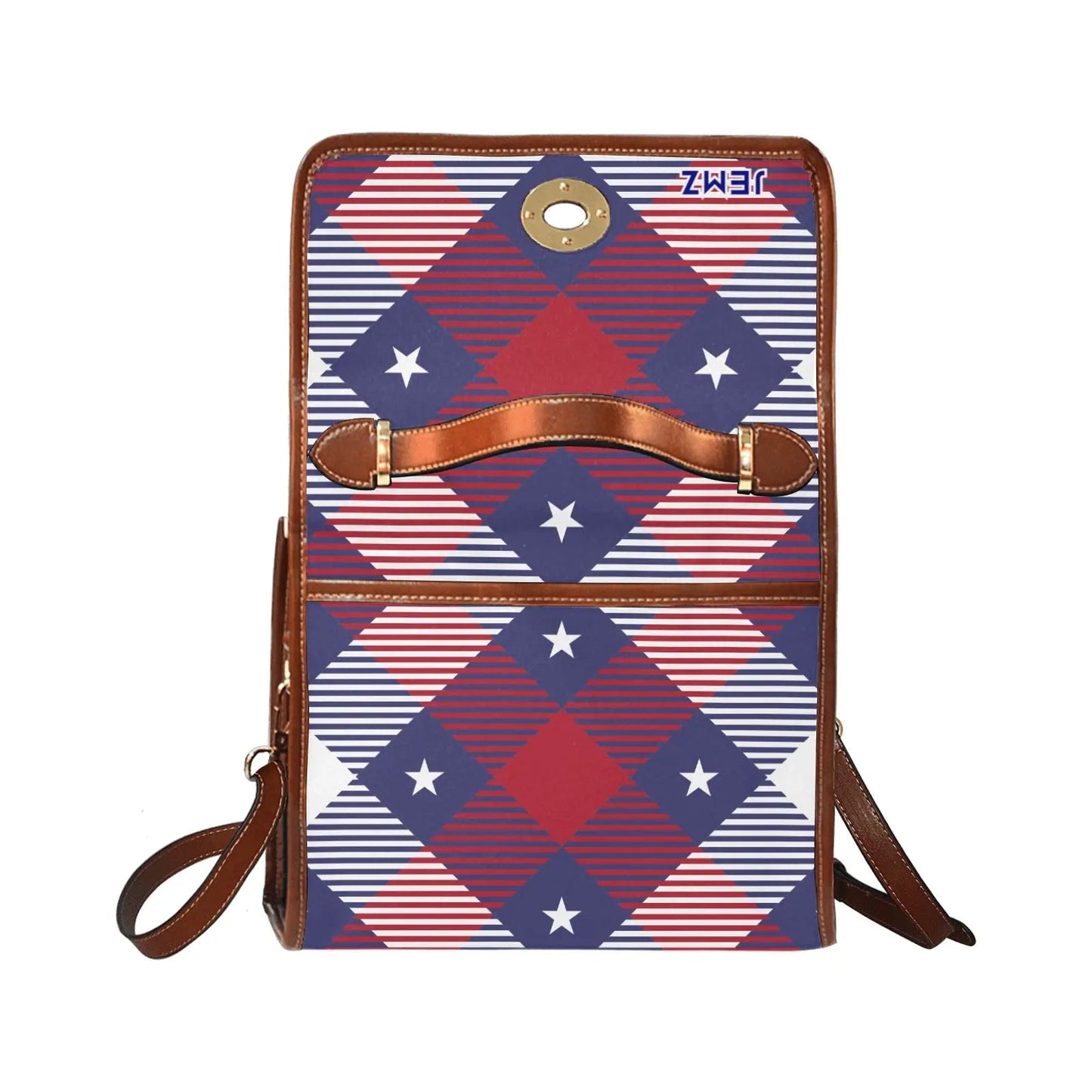 Personalized Waterproof Canvas Shoulder Strap Bag Tartan Red Butterfly - Piryoung Shop