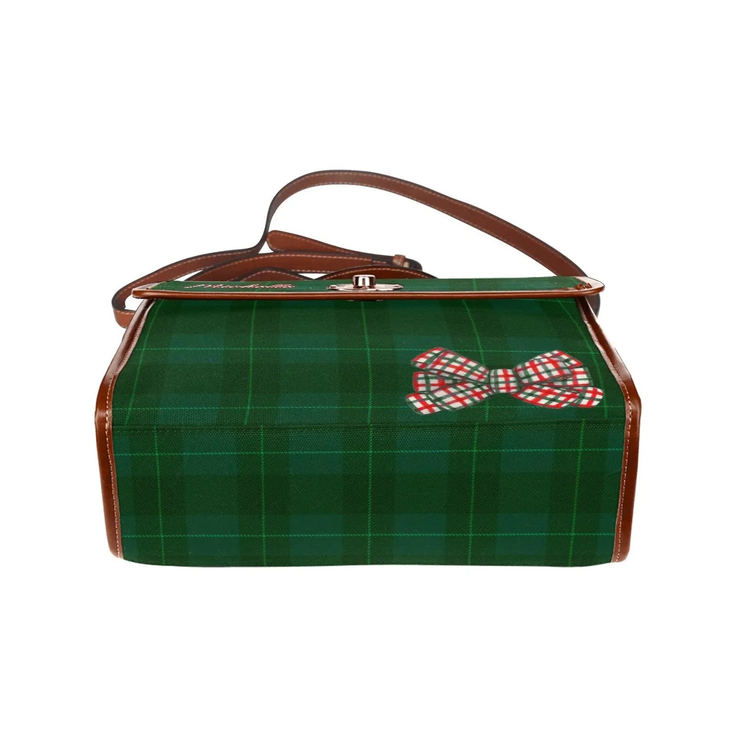 Personalized Waterproof Canvas Shoulder Strap Tartan Ribbon Bag - Piryoung Shop