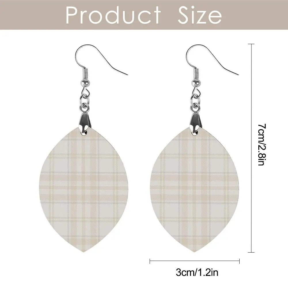 Tartan Wooden Apricot Earing - Piryoung Shop