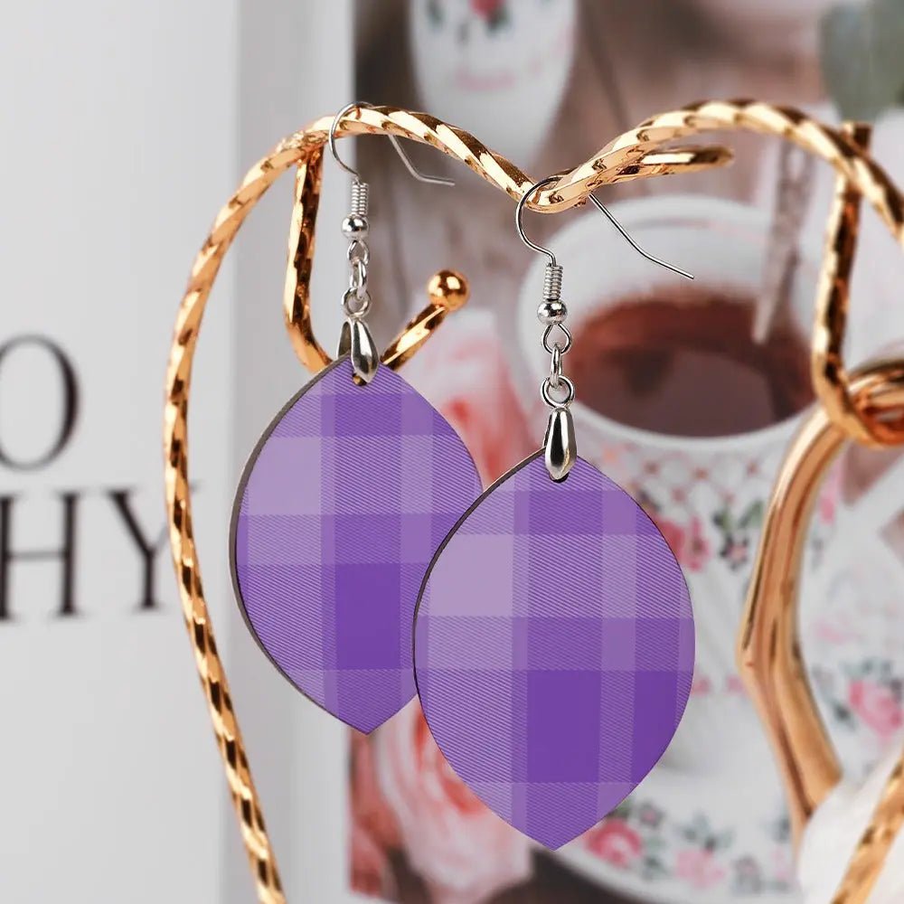 Tartan Wooden Apricot Earring - Piryoung Shop