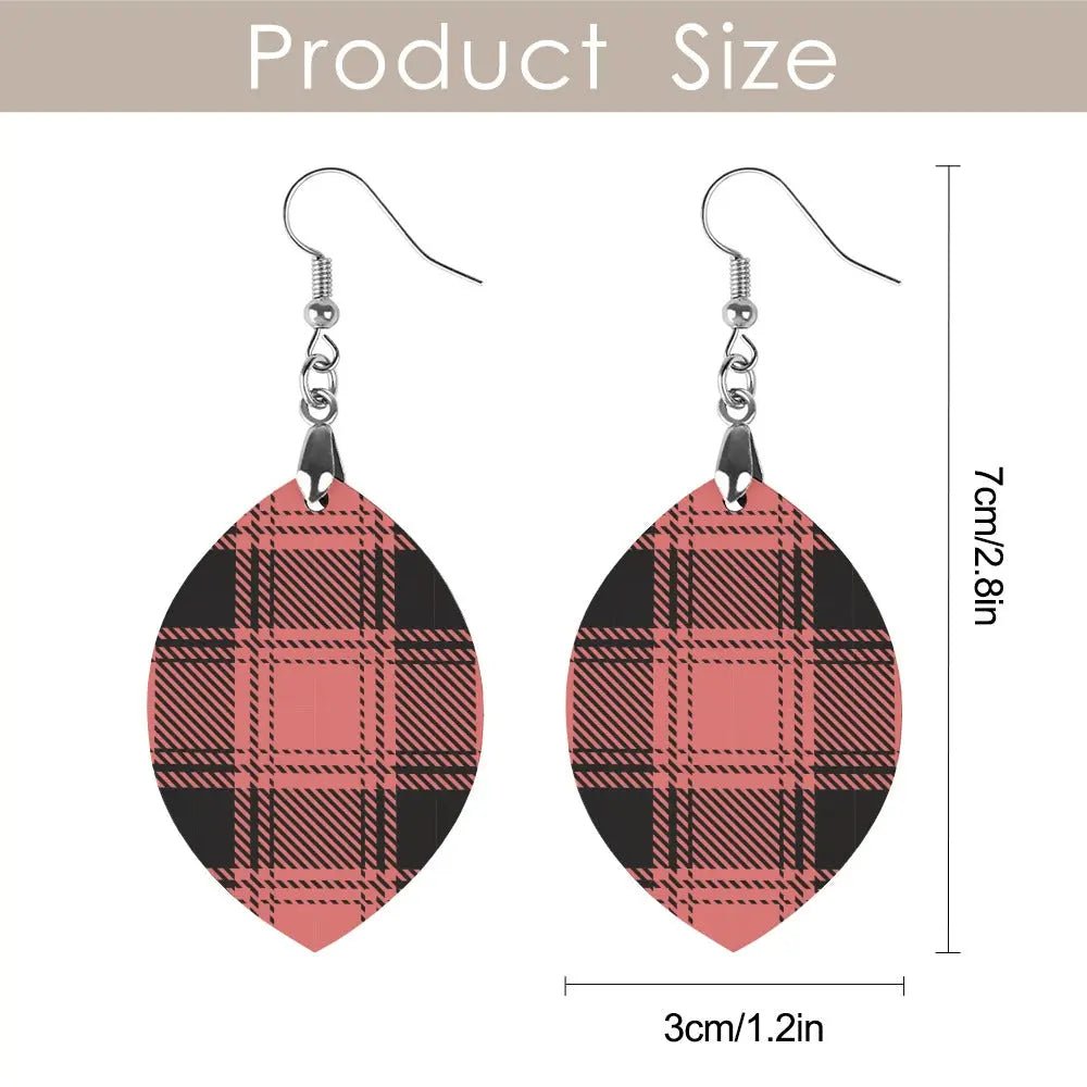Tartan Wooden Apricot Earring - Piryoung Shop