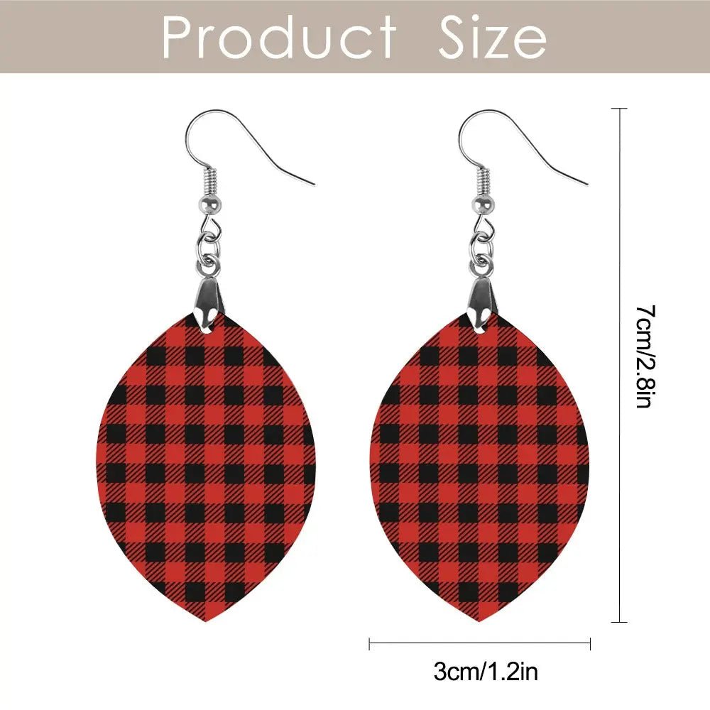 Tartan Wooden Apricot Earring - Piryoung Shop