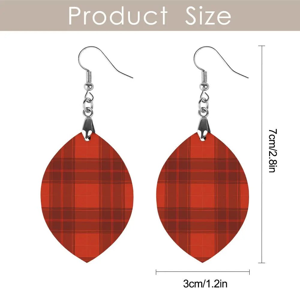 Tartan Wooden Apricot Earring - Piryoung Shop