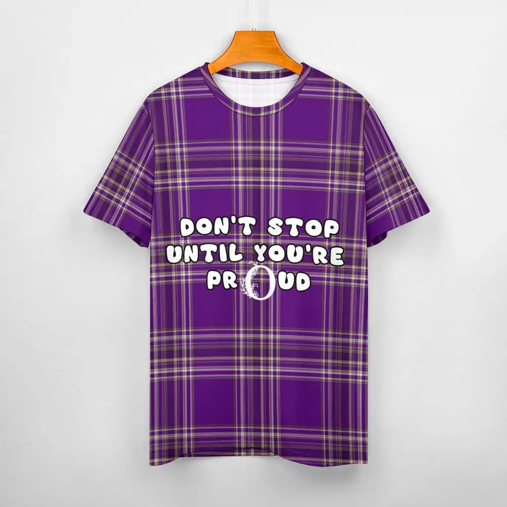 Women's Cotton Tartan Purple T-Shirt - Piryoung Shop