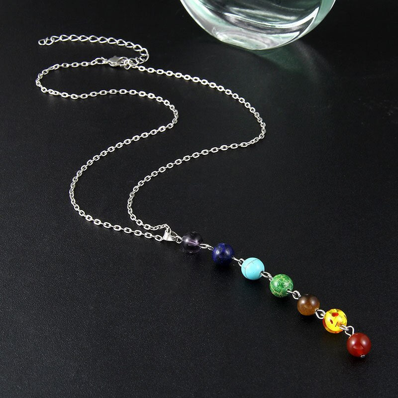 Natural Stone 7 Chakra Beads Necklace for Positive Energy