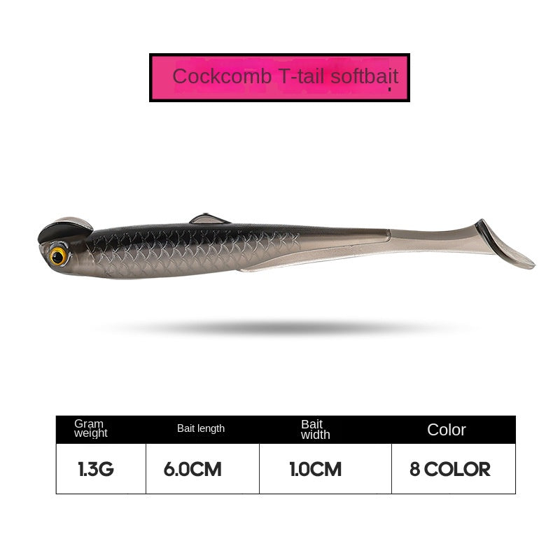 Artificial Bait Rooster Tail Soft Bait 6cm 1.3g Dual-Color Soft Fish