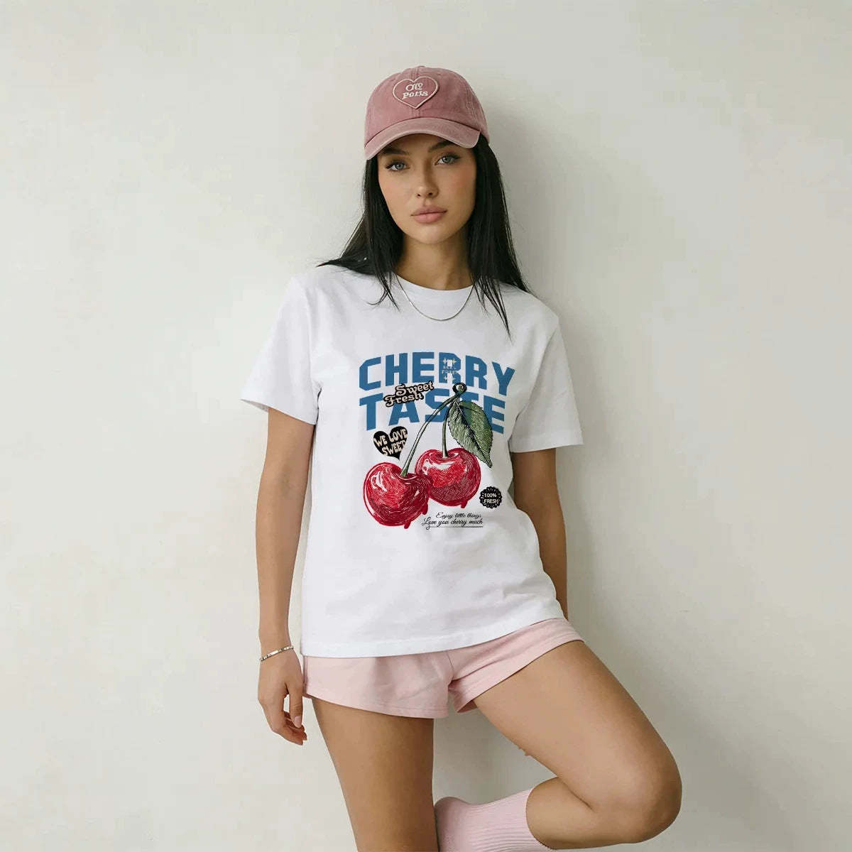 Cherry Letter Printed Tee