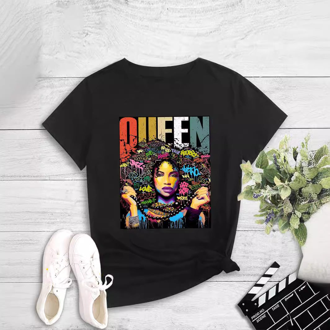 Casual Printed Short Sleeve Round Neck Tee