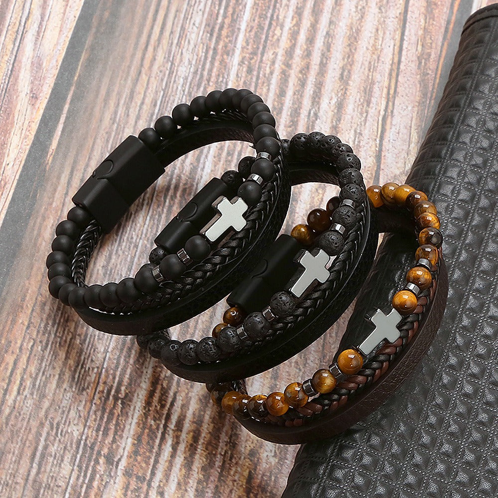 Natural Stone Stainless Steel Bracelet Tiger Eye