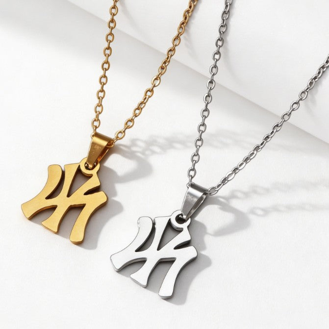 Stainless Steel Letter Pendant Necklace