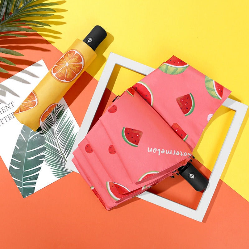 Fruit Umbrella with UV Protection - Sunscreen Automatic Triple Fold