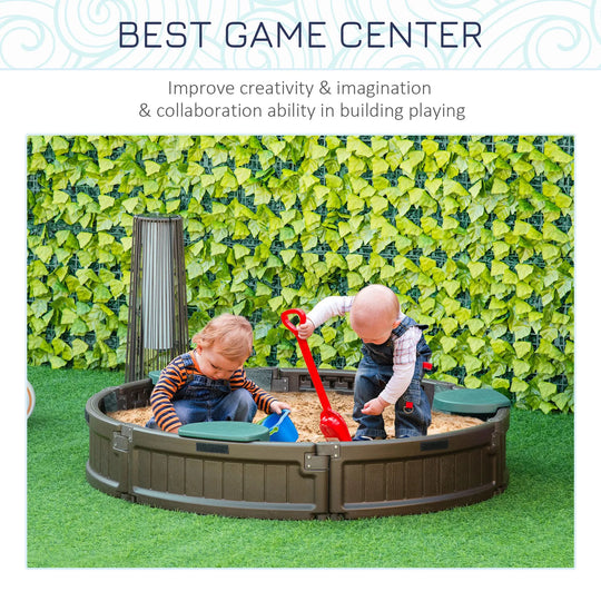 Kids' Outdoor Sandbox with Cover – Brown