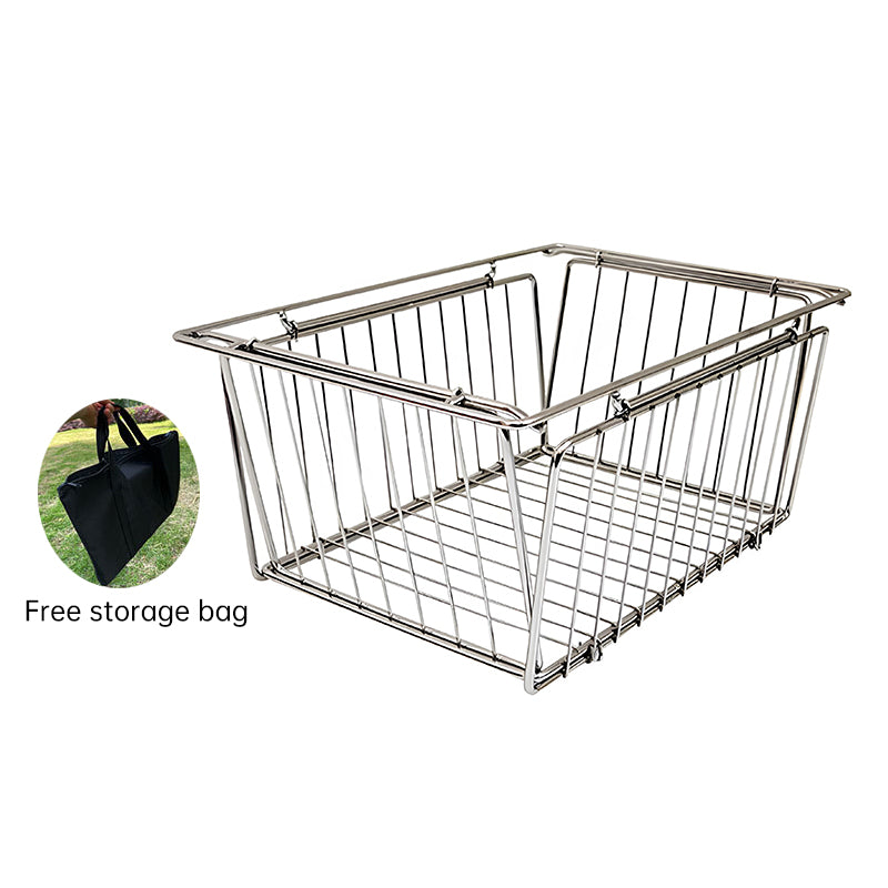 Stainless Steel Folding Basket: Drain & Wash, Ideal Camping Table Accessory