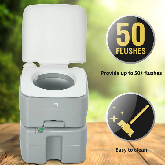 20L Portable Flush Camping Toilet – Grey