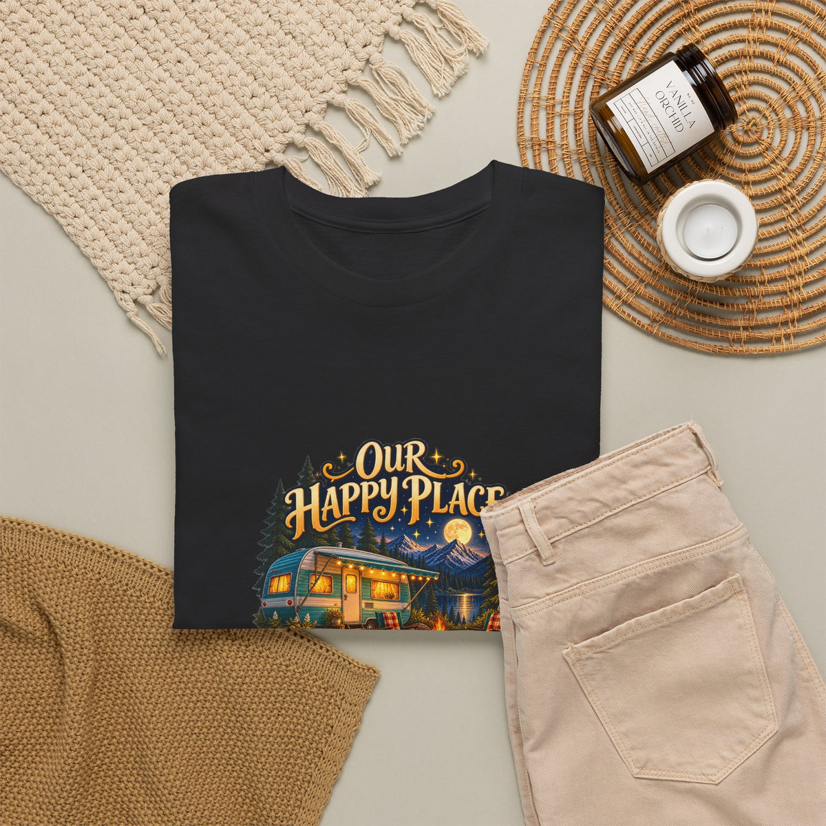 Our Happy Place – Personalized Camping T-Shirt