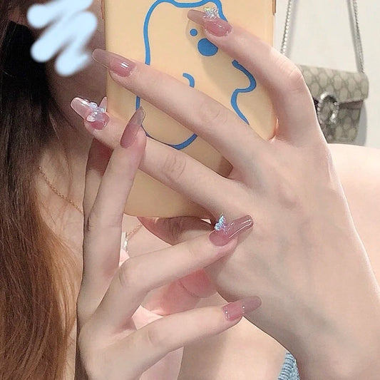 Aurora Butterfly Manicure Wearing False Nail Patch