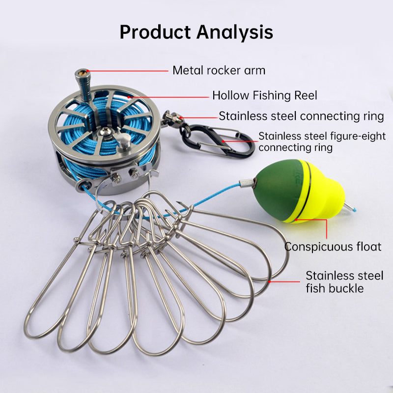 Stainless Steel Fishing Clip with Floats, 8 Clips Live Bait Hook Holder for Reel