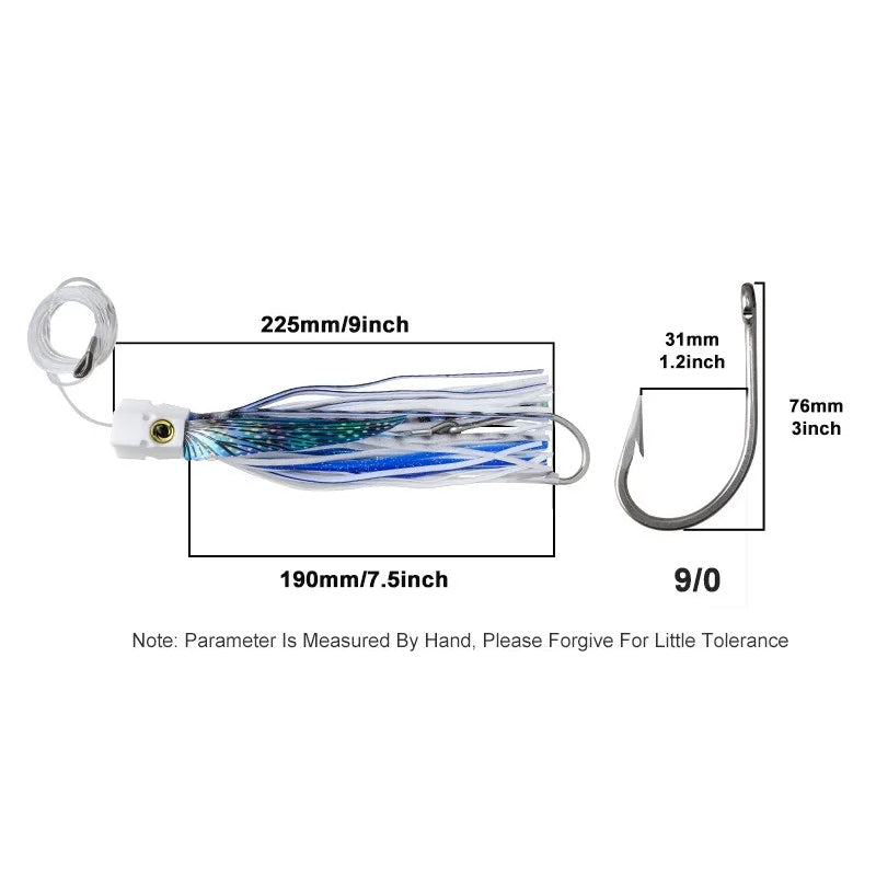 Squid Shape Trolling Lure – 225mm 77g Large Soft Fishing Bait