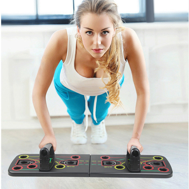 9-in-1 Color-Coded Push Up Board with Resistance Bands