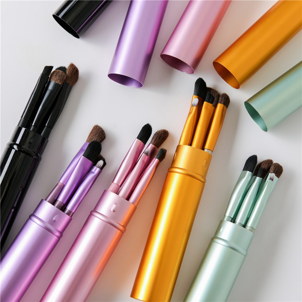 5pcs Set Mini Eyeshadow and Lip Make-up Brushes On-the-Go Make up Accessories