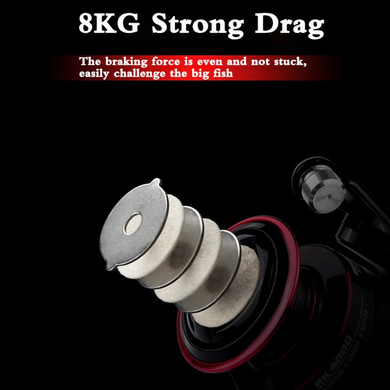 Fishing Reels 1000-7000 Metal Spool 8kg Drag Power 5.2:1 Gear Ratio Spinning Reel Carp Fishing Reels