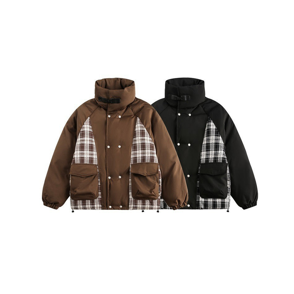Patchwork Plaid Design Winter Jacket