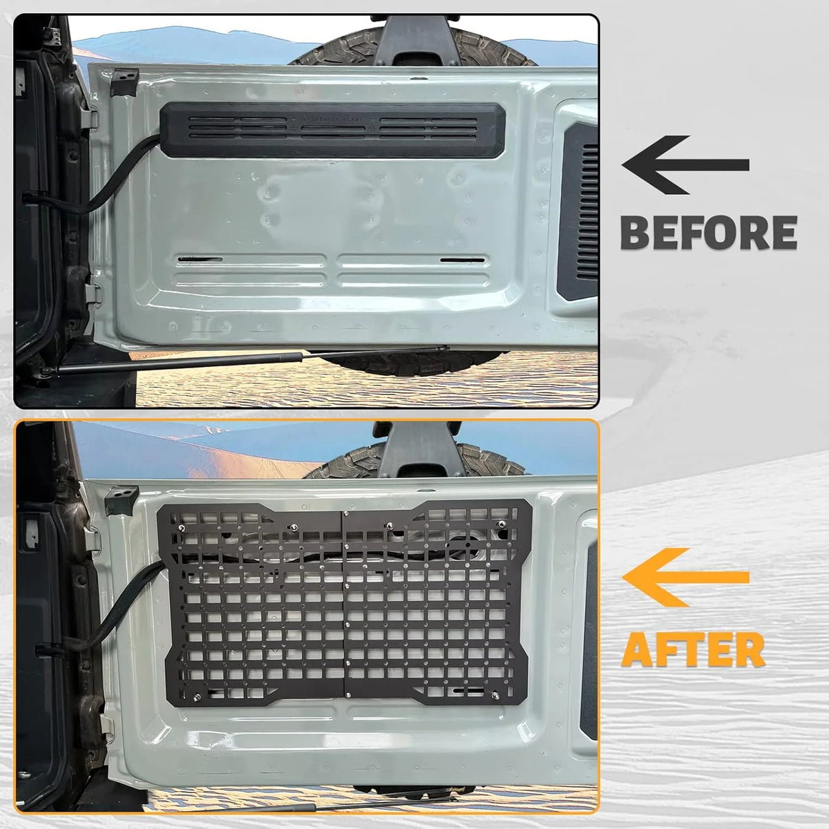 OFF ROAD Tailgate Storage Panel Tailgate Molle Panel Steel Cargo Shelf Storage Luggage Holder Carrier for Ford Bronco Accessorie
