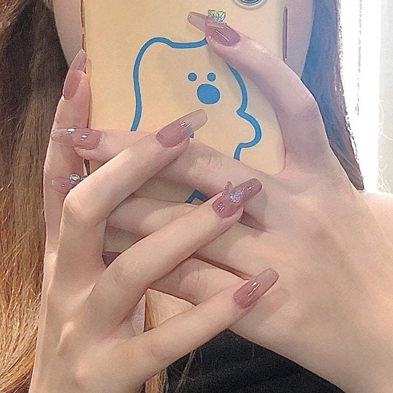 Aurora Butterfly Manicure Wearing False Nail Patch
