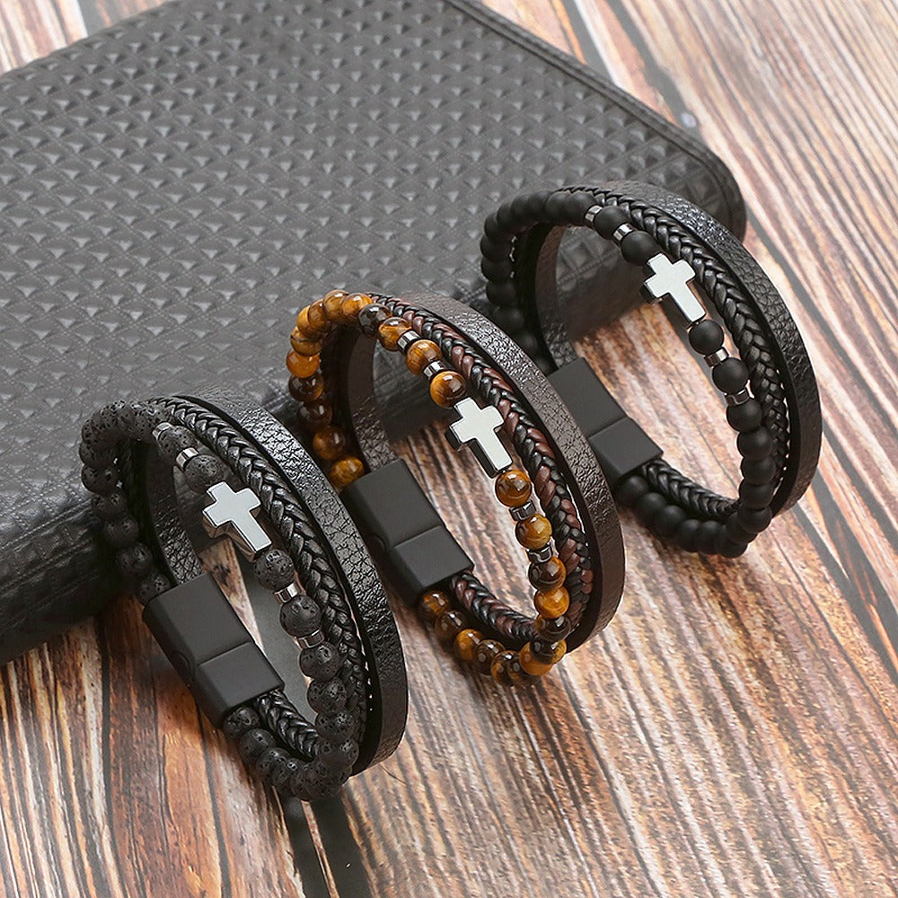 Natural Stone Stainless Steel Bracelet Tiger Eye