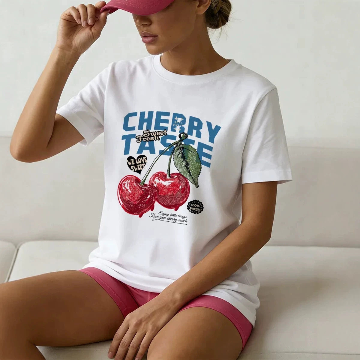 Cherry Letter Printed Tee