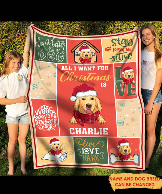 All I Want for Christmas Personalized Dog Blanket