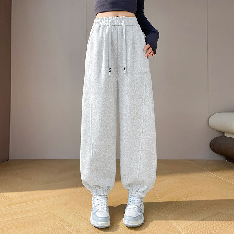 Sports Sweatpants High Waist Slimming Cuffed