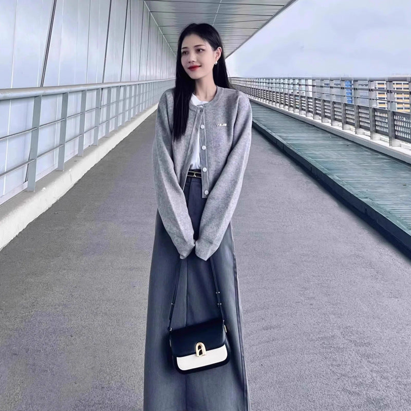 Knitted Sweater Long Sleeve Top Short Cardigan