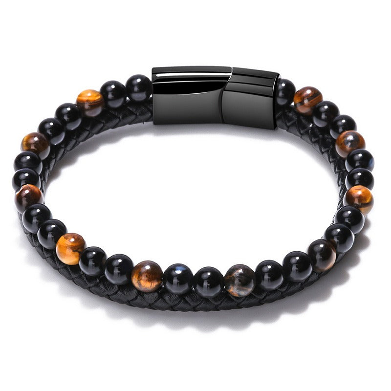 Natural Stone Tiger Eye Beaded Bracelet for Men