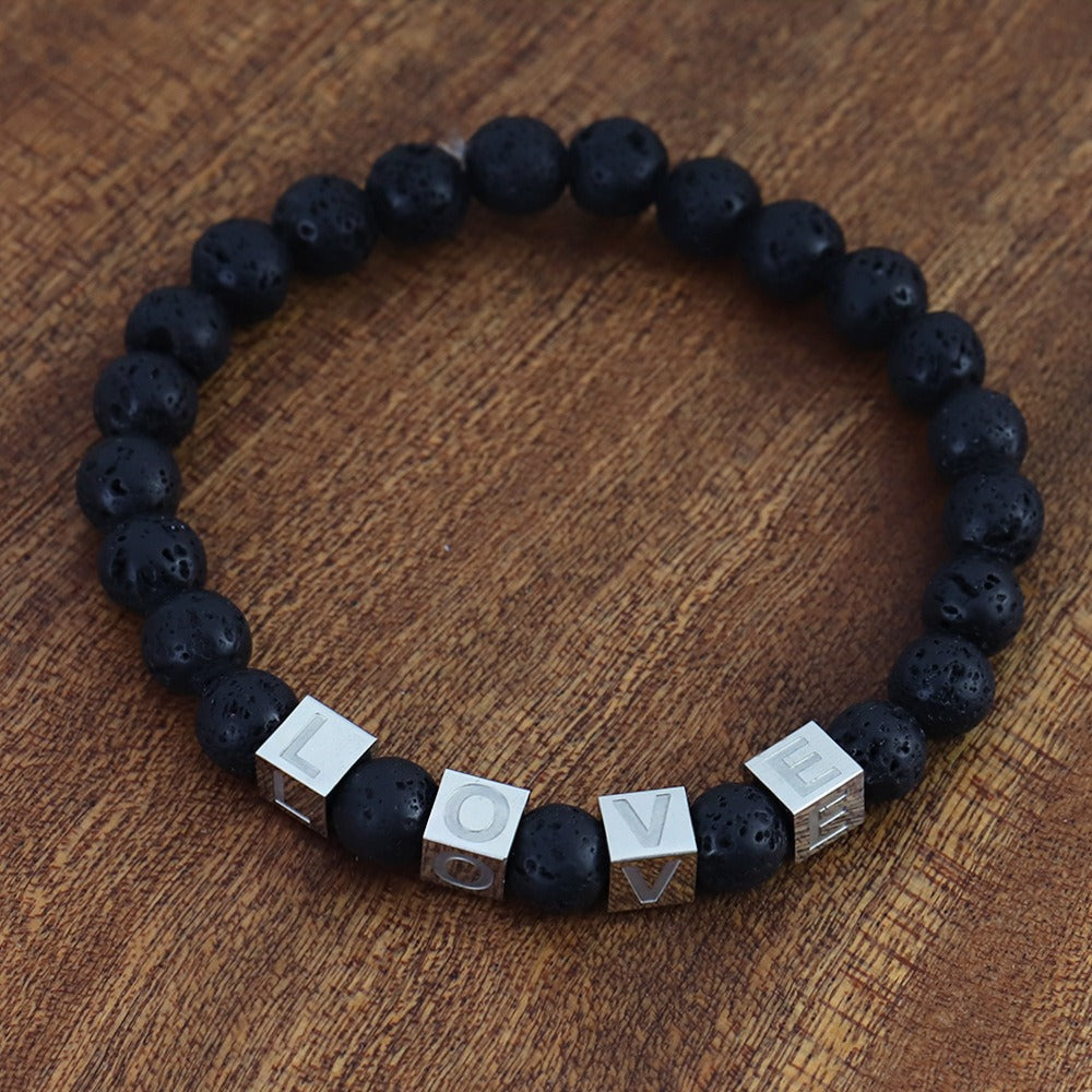 Natural Stone Love Volcanic Stone Bead