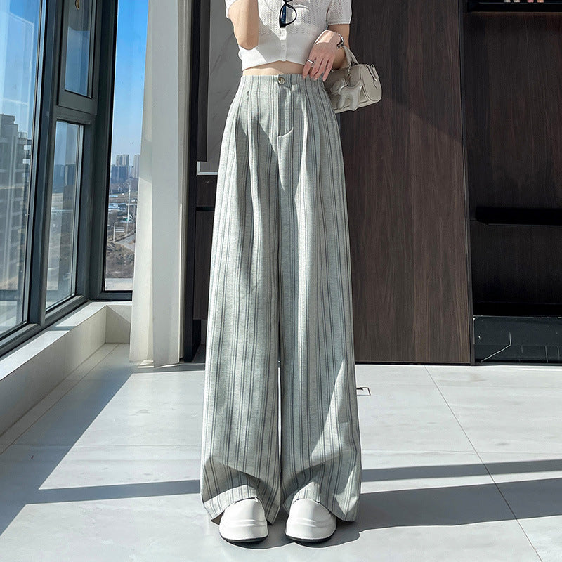 Striped Wide-Leg Casual Pants