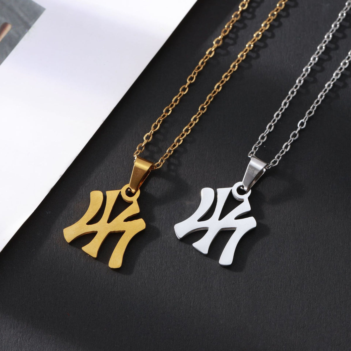 Stainless Steel Letter Pendant Necklace